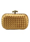 BOTTEGA VENETA CLUTCH KNOT SATIN GOLD